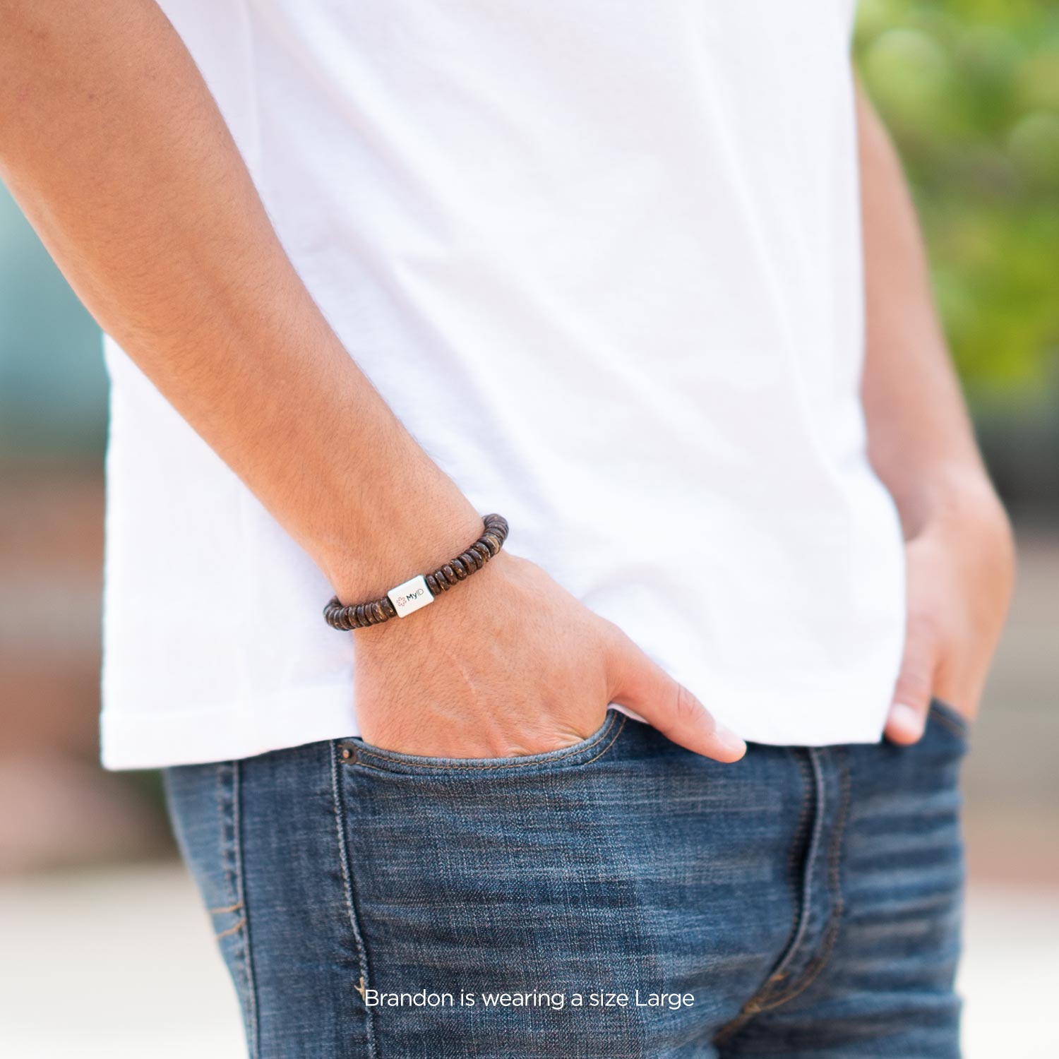 Coconut Shell Medical ID Bracelet