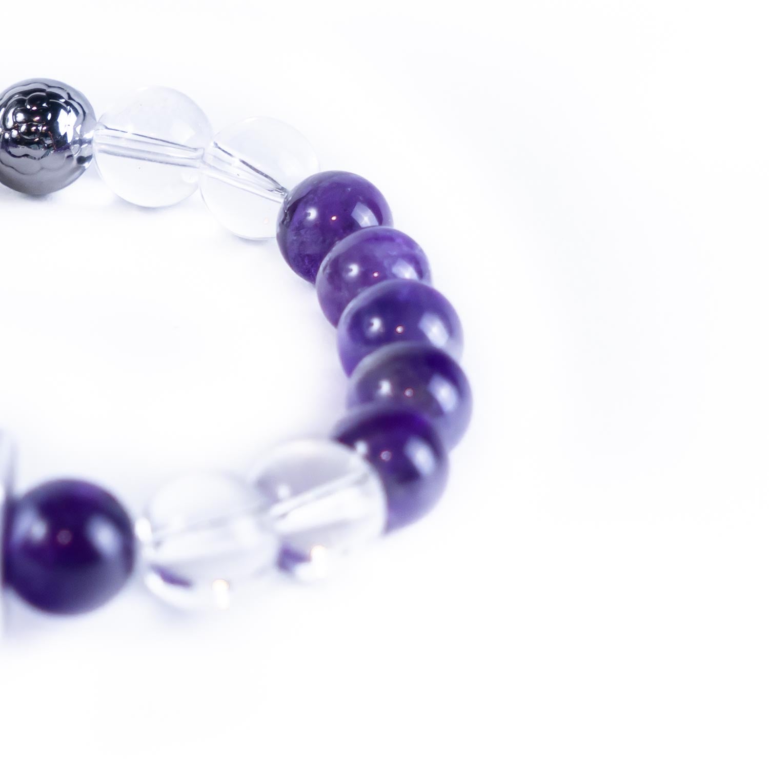 Amethyst + Aurora Clear Quartz Stone Medical ID Bracelet
