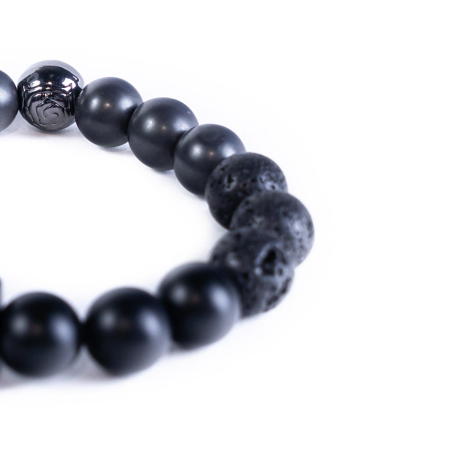 Black Agate + Lava Rock + Iron Ore Medical ID Bracelet