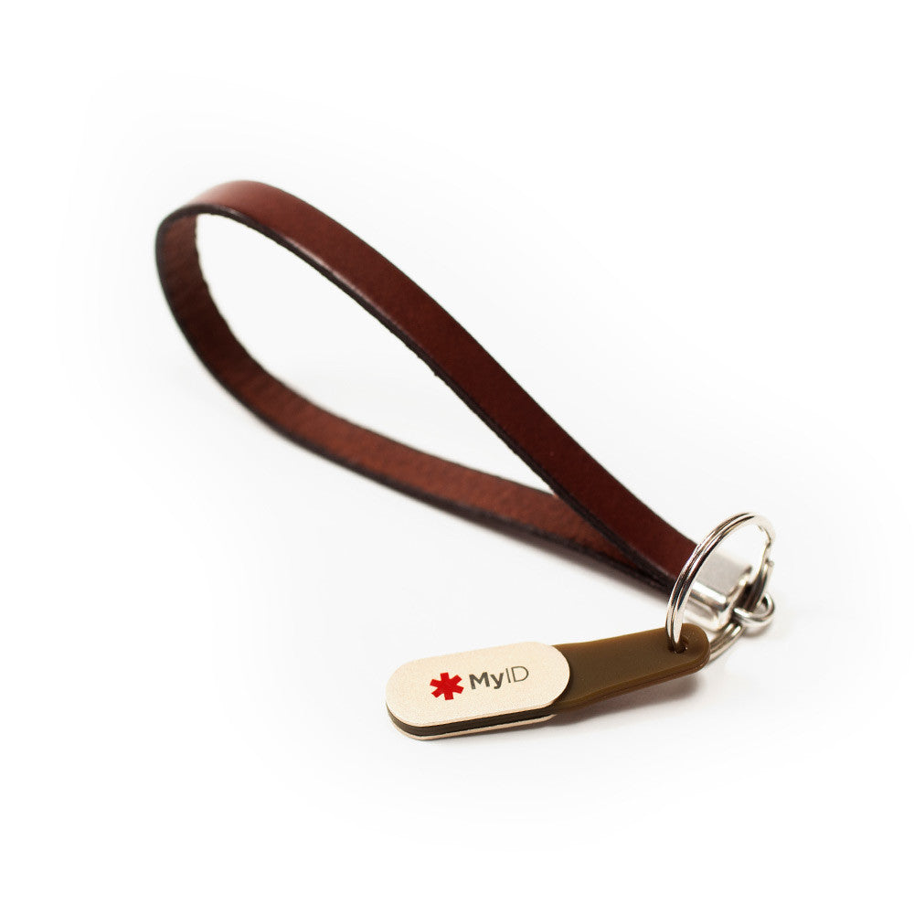Leather Wristlet Medical ID Keychain Variety - MyID