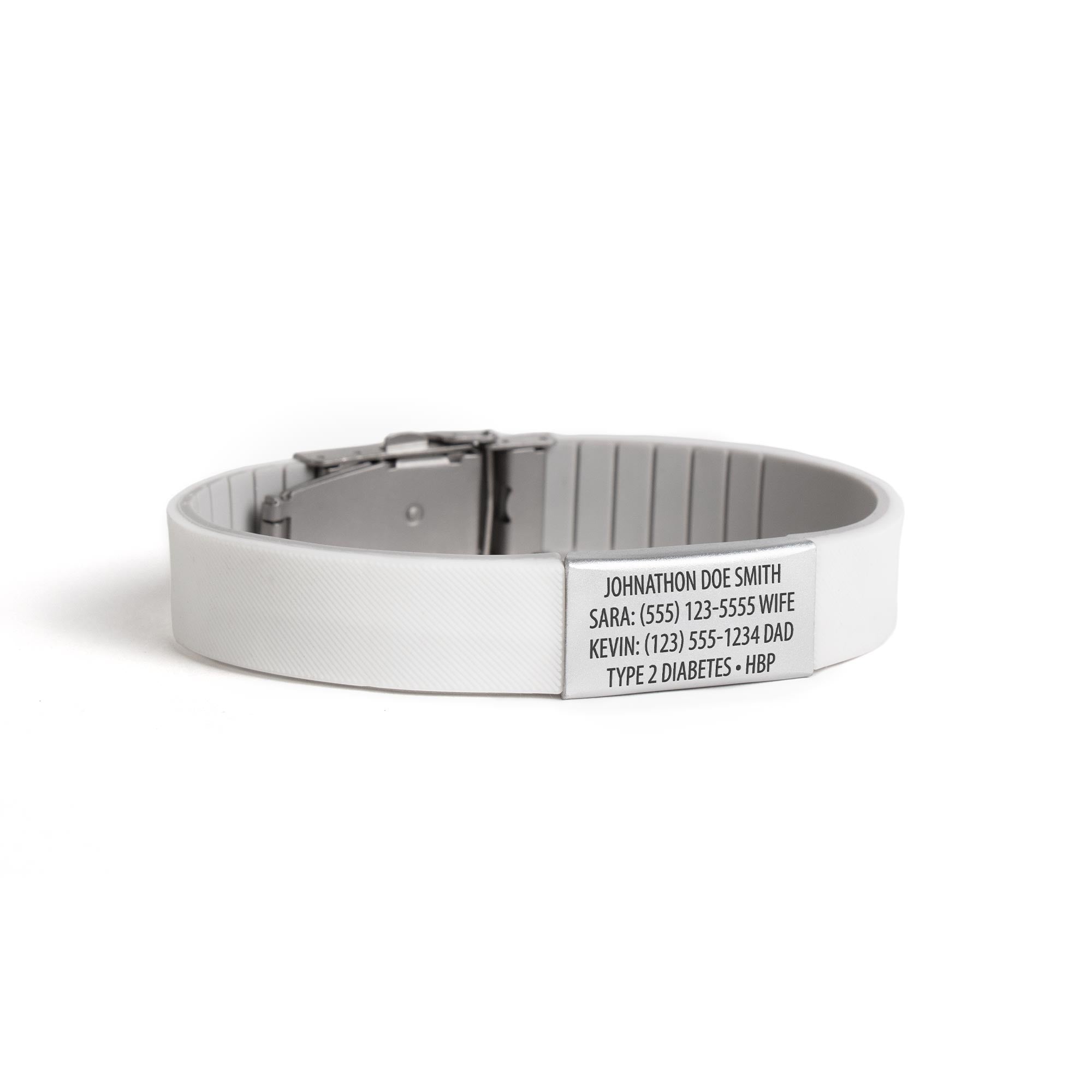 MyID Flex Silicone Medical ID Bracelet White