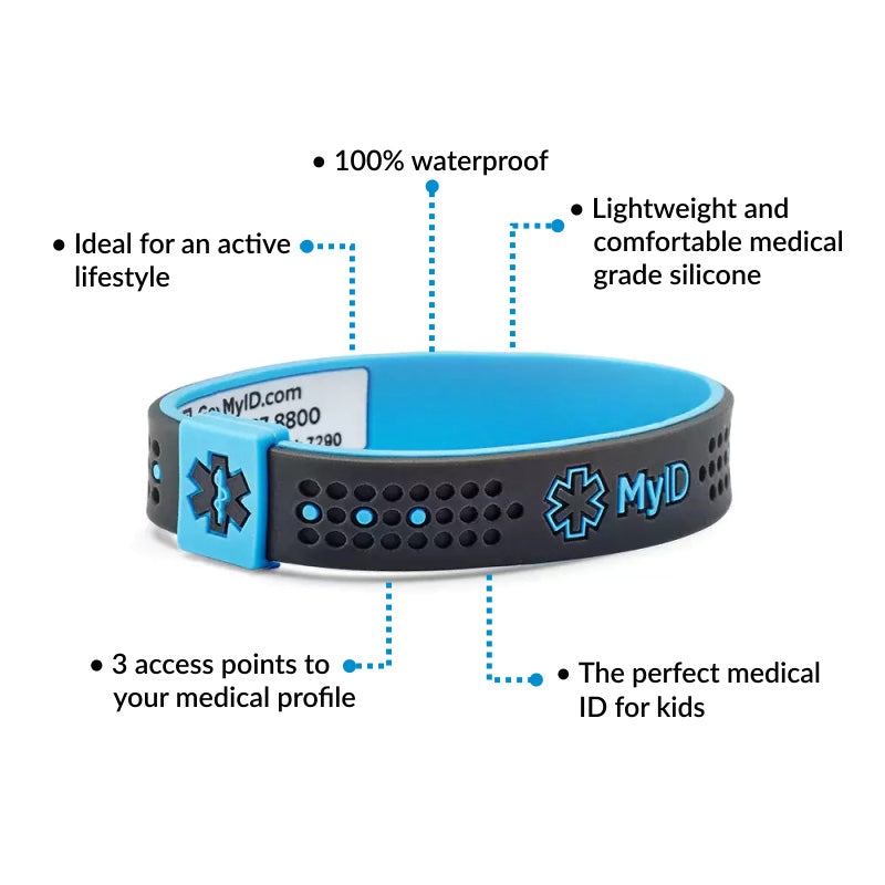MyID Sport Medical ID Bracelet Black/Gray