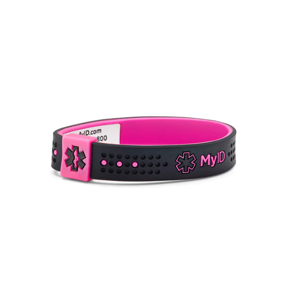 MyID Sport Medical ID Bracelet Black/Pink