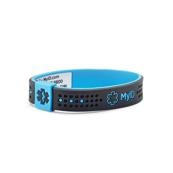 myID Sport Medical ID Silicone Bracelet for Diabetes Epilepsy Asthma Autism  and more
