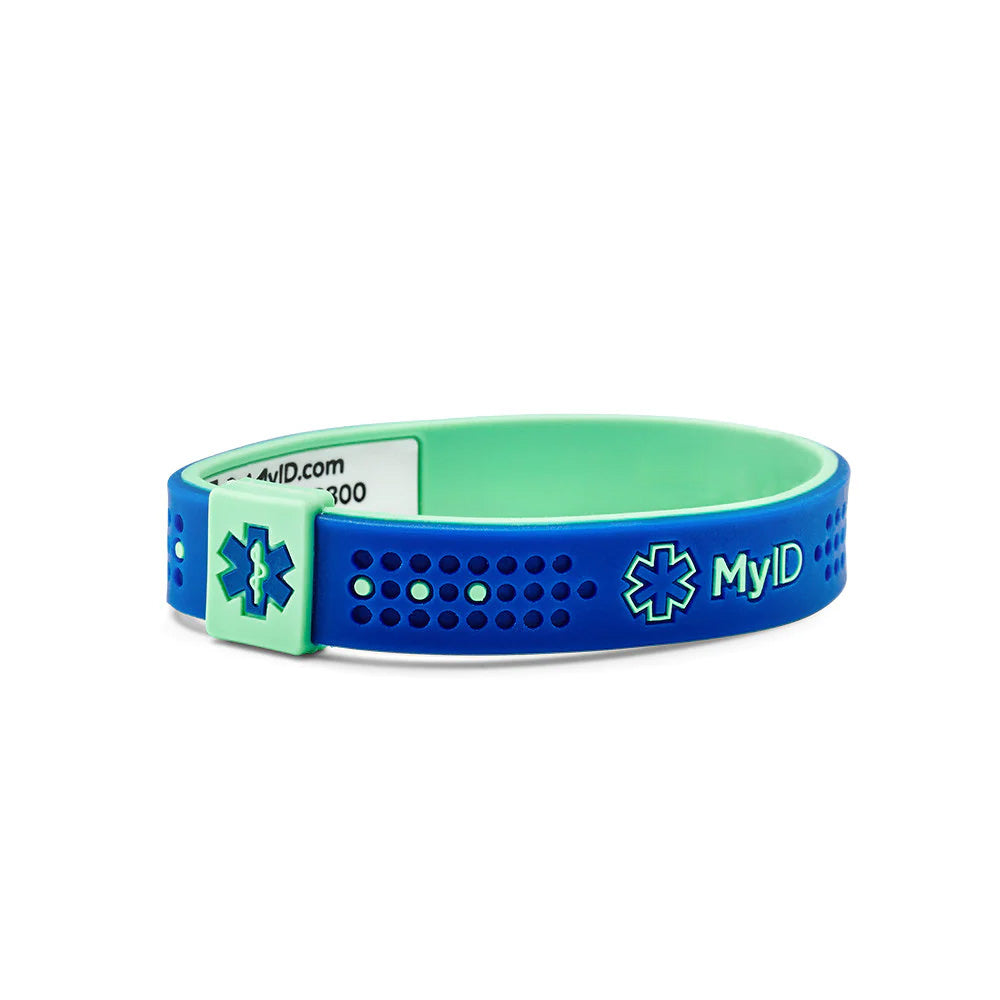 MyID Sport Medical ID Bracelet Navy/Turquoise